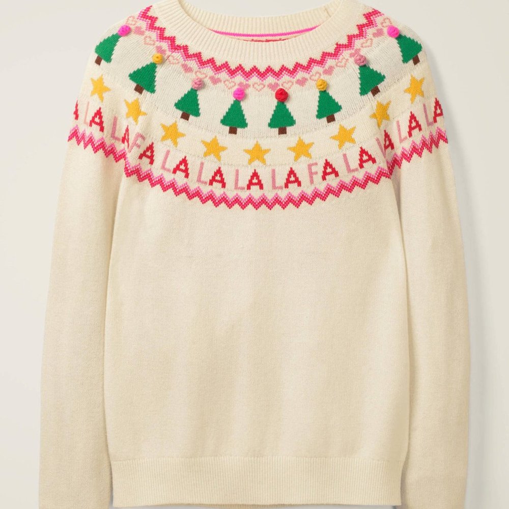 Boden Festive Sweater - Small Fa la la la la